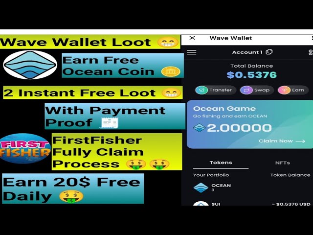 Wave wallet Ocean Coin New Loot Based On Sui Network || 2 Instant Loot With Payment Proof ||