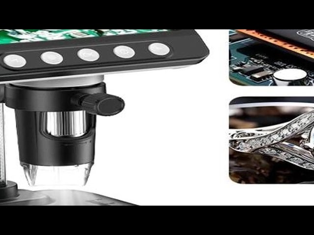 4.3'IPS Digital Microscope 1600X Magnification Zoom Video Record Coin Microscope for Electronics Sol