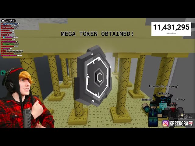 KreekCraft gets Mega Token in Roblox Eat the World