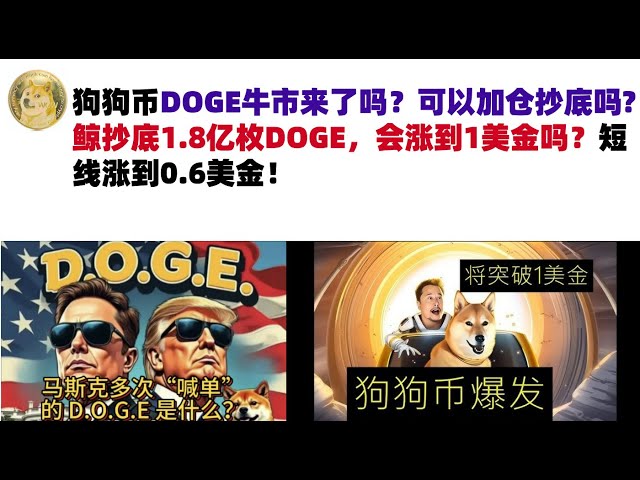 狗狗幣DOGE牛市來了嗎？可以加倉抄底嗎?鯨抄底1.8億枚DOGE，會漲到1美金嗎？短線漲到0.6美金#DOGE幣#馬斯克狗狗幣#DOGE行情分析!