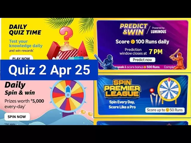 Daily Amazon Quiz Time//Ipl prediction quiz/Pi Referral sunilksaini & Win Crypto Coin 2 Apri 25