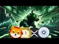 在4个硬币中，看到了3个角的公牛：XRP 57 $，Island 16 $，Shiba 0.003 $和Dogge 12 $ $ $ $ $ $ 9