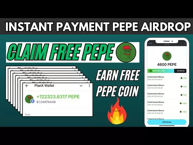 인스턴트 지불 Pepe Airdrop | 무료 Pepe Coin 청구 - 매 시간마다 | 라이브 지불 증명 150k Pepe