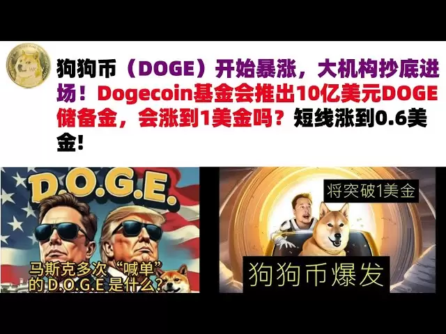 狗狗币（DOGE）开始暴涨，大机构抄底进场！Dogecoin基金会推出10亿美元DOGE储备金，会涨到1美金吗？短线涨到0.6美金#DOGE币#马斯克狗狗币#DOGE行情分析!