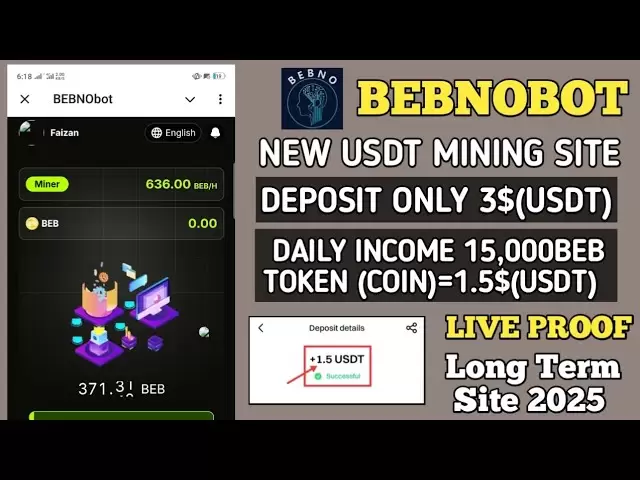 bebno.top | Nouveau site de site Web de minage USDT Investissez seulement 3 $ revenu quotidien 15000Beb Token (pièce) = 1,5 $ (USDT)
