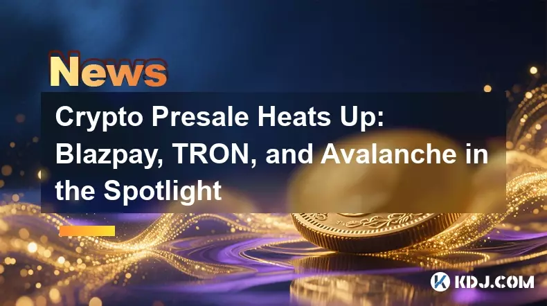 加密货币预售升温：Blazpay、TRON 和 Avalanche 成为焦点