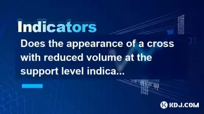 Does the appearance of a cross with reduced volume at the support level indicate a reversal signal?
